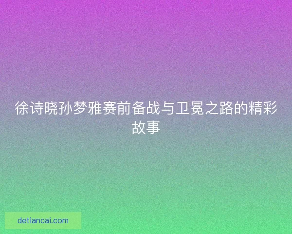 徐诗晓孙梦雅赛前备战与卫冕之路的精彩故事
