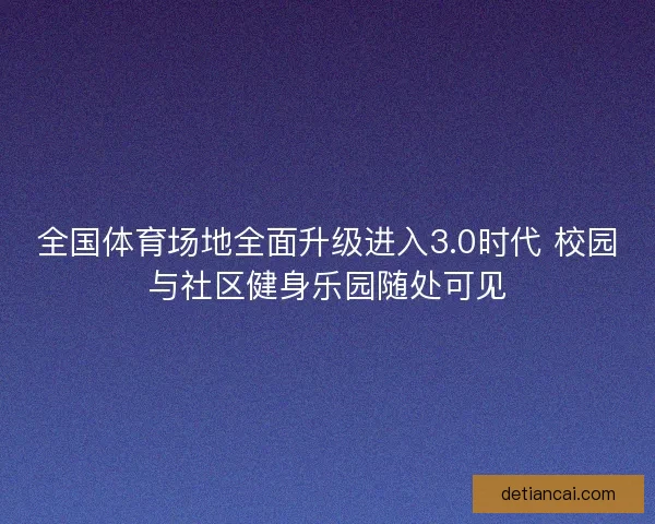 全国体育场地全面升级进入3.0时代 校园与社区健身乐园随处可见