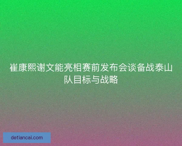 崔康熙谢文能亮相赛前发布会谈备战泰山队目标与战略