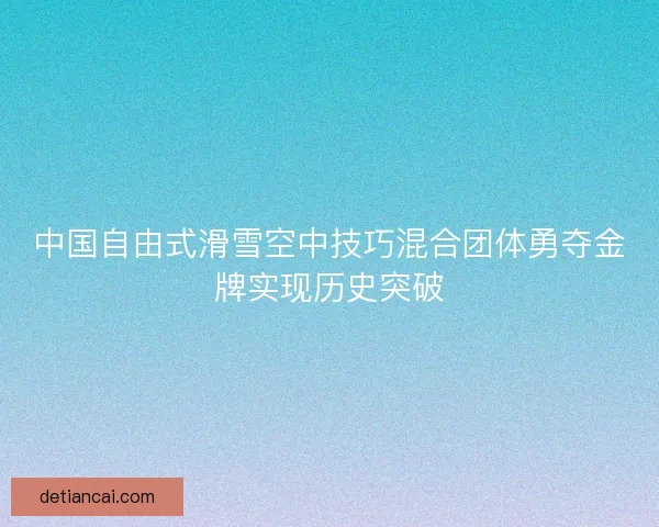 中国自由式滑雪空中技巧混合团体勇夺金牌实现历史突破