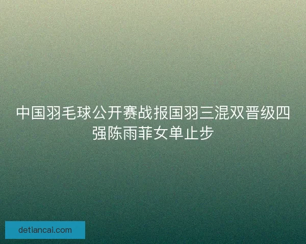 中国羽毛球公开赛战报国羽三混双晋级四强陈雨菲女单止步